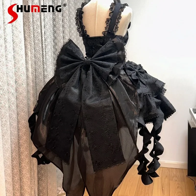 Japanese Lolita Solid Color Series JSK Dress Black Pink Slim Fit Dresses Wedding Dresses For Women's Sleeveless Slings Vestidos