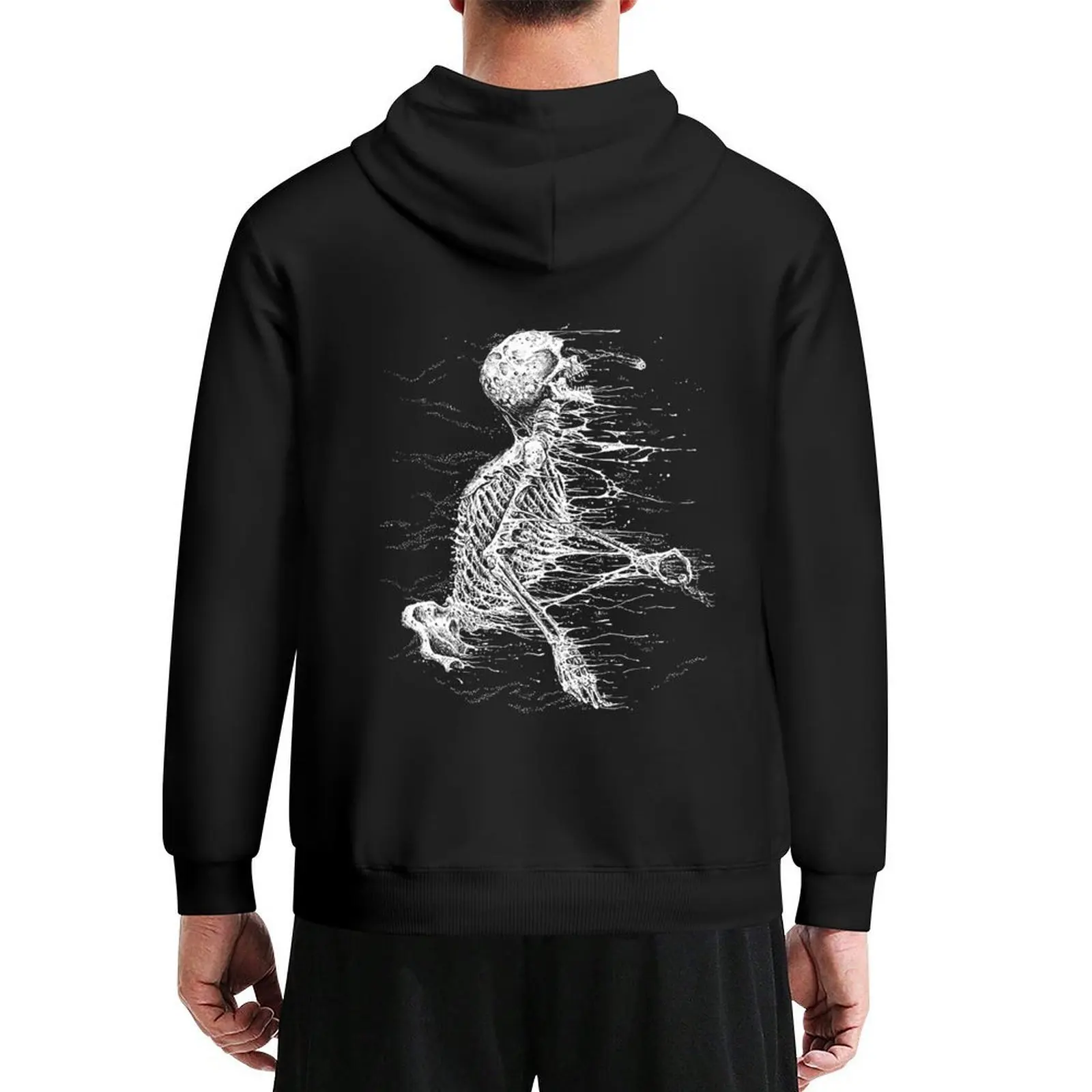 Death Metal esqueleto soplado lejos negro blanco Sudadera con capucha chaqueta de otoño hombres ropa de estilo coreano blusa camisetas gráficas hombres hombre Sudadera con capucha