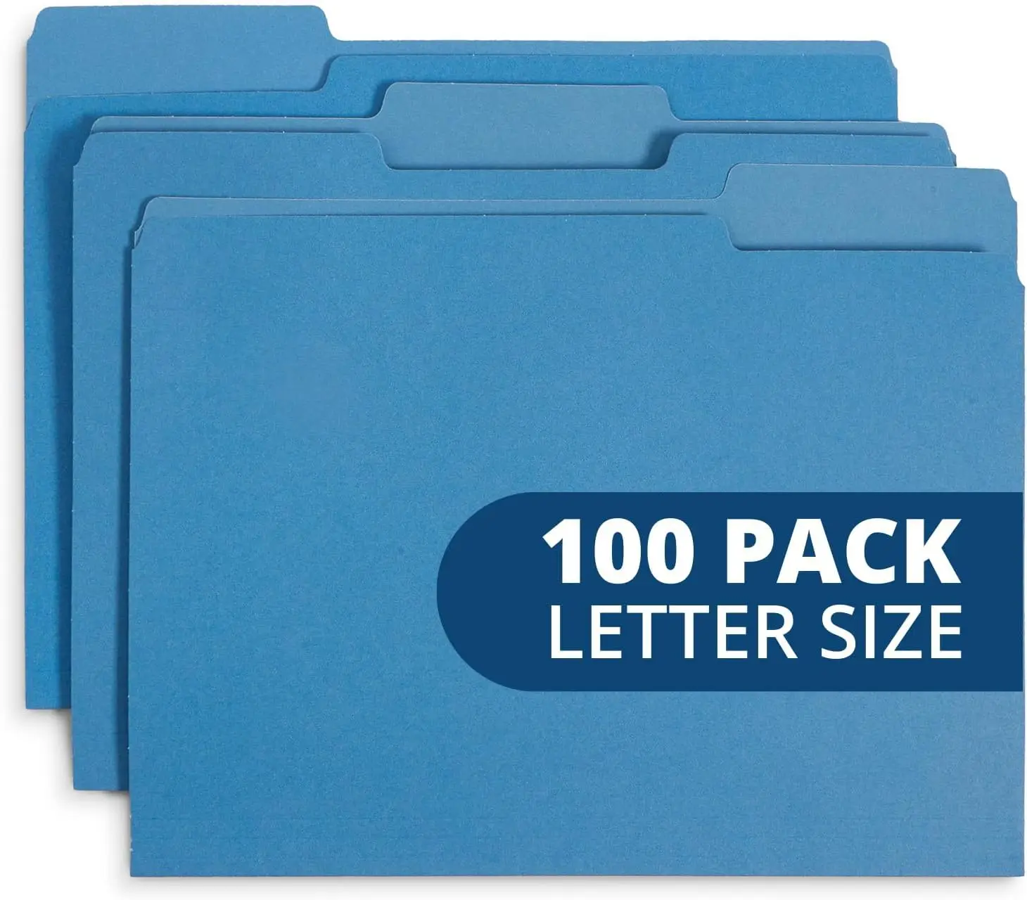 

Blue Letter Size File Folder with 1/3 Cut Tab, Organize and Store Files Easily, 100 Per Box