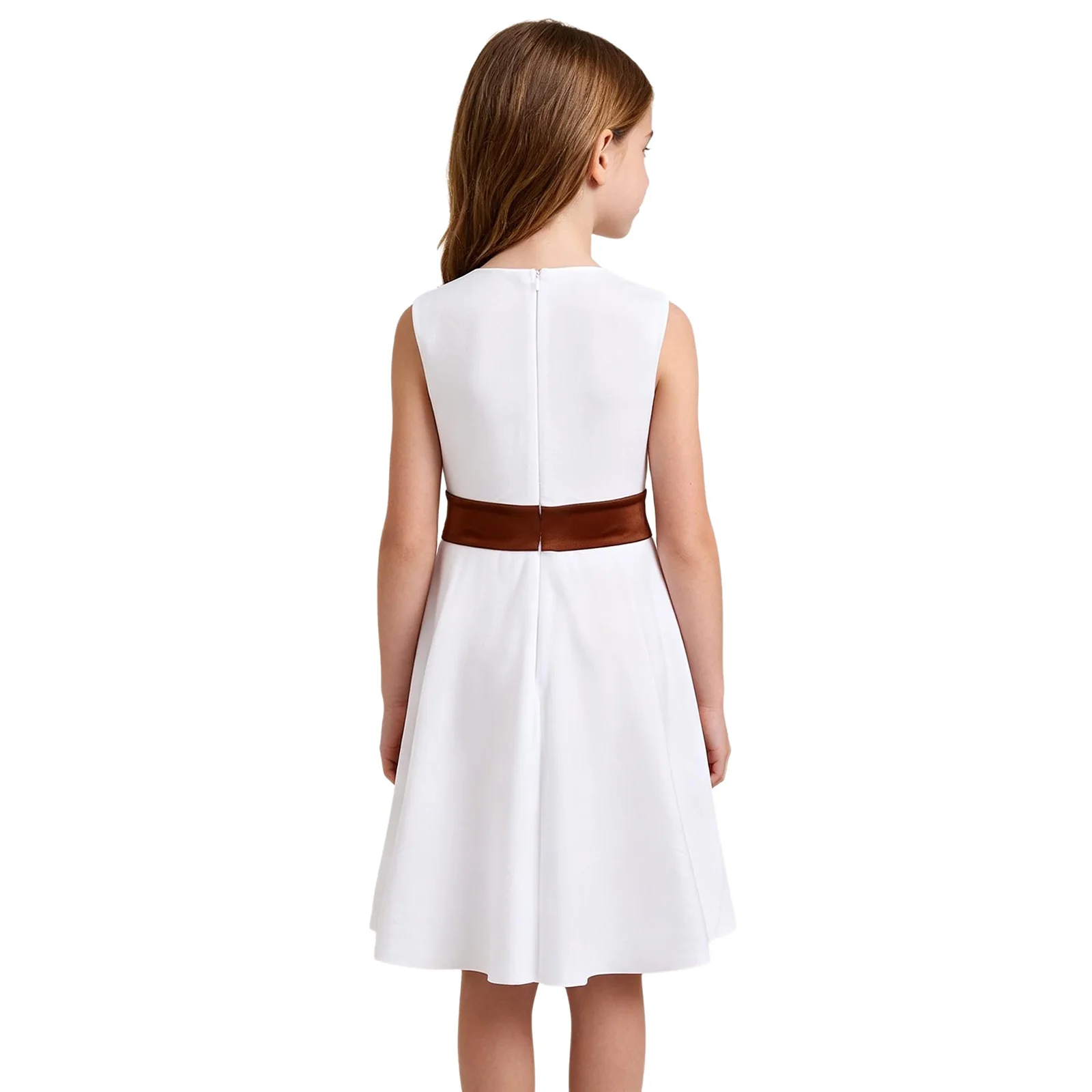 Kid Girls Ancient Greek Roman Athena Princess Costume Sleeveless Knee Length Pleated Toga Dress Halloween Adventures Party Dress