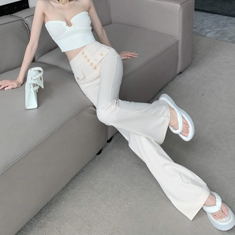 

Temperament Suit Pants Thickened High Waist Elastic Flared Trousers Slimming 2023 Spring Autumn New Fashion Women's Clothing