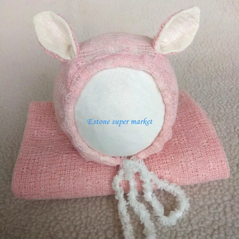 090B الوليد محبوك تمتد التفاف طقم قبعات الكروشيه بطانية بونيه الطفل التصوير الدعائم الرضع صور اطلاق النار الملحقات #4