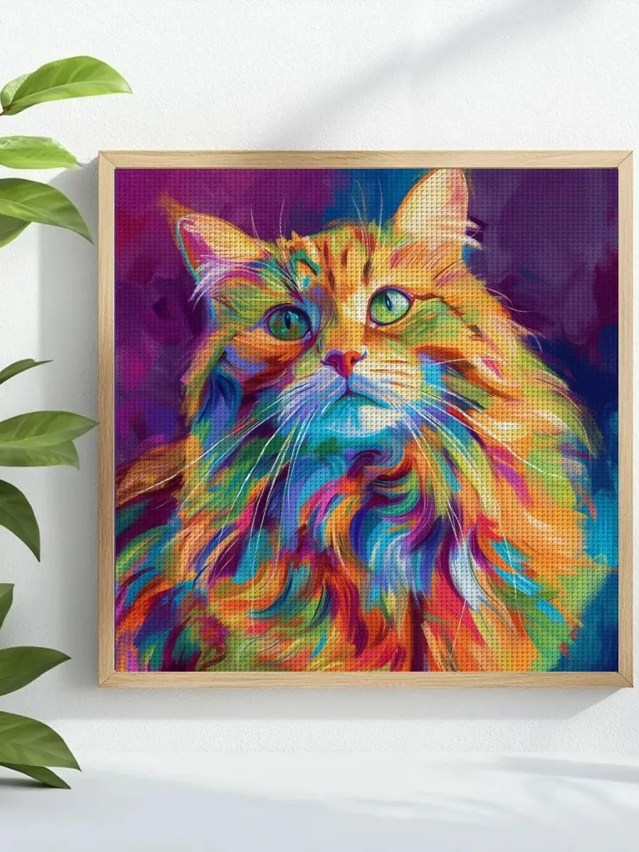 1 Stück 40X40CM/15,74 Zoll Katzen-Motiv Kreuzstich-Set DIY-Kit 11CT/14CT DIY-Stickset DIY-Kreuzstich-Set Joy Sunday – Detail 1