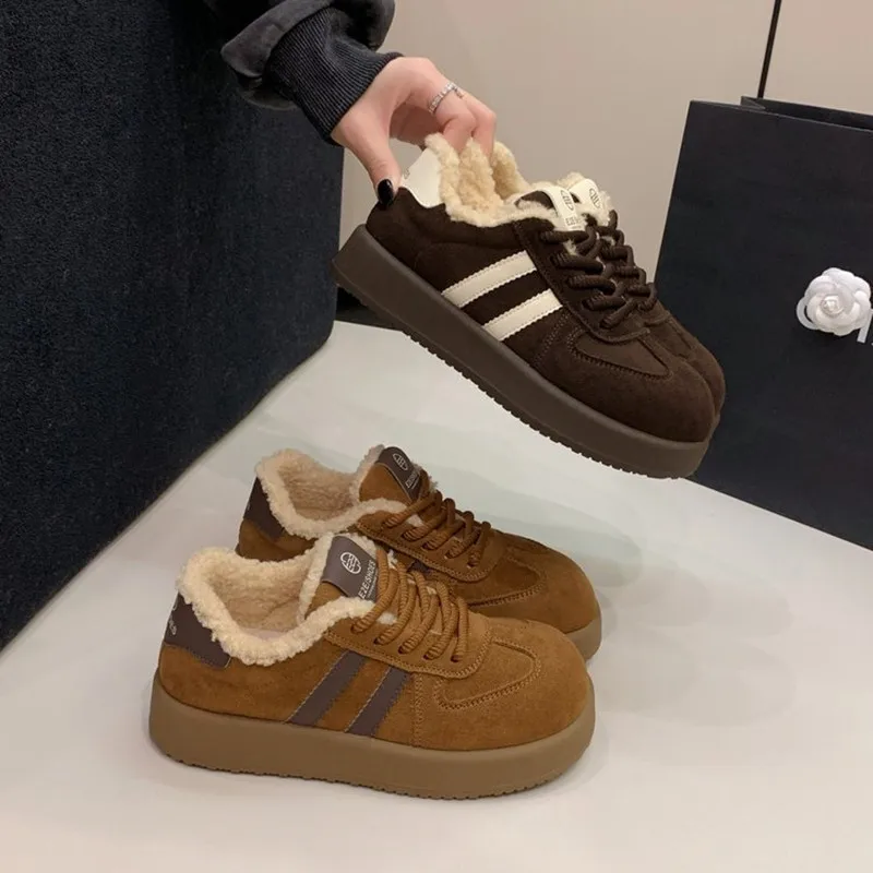 NEW Arrival Winter Women's Fleece-lined Casual Flats Shoes Waterproof Skid-proof Durable Comfortable Warm Women's Retro Shoes