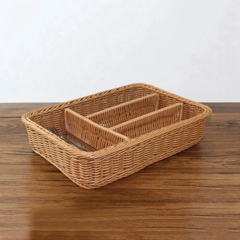 Mir à couverts en rotin, rangement pour baguettes, bureau