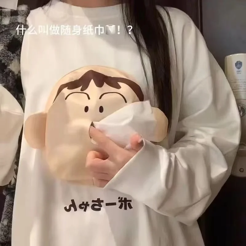 Crayon criativo shin chan boozchan 3d tecido camiseta manga curta tendências divertidas moda portátil papel de tecido bonito presente de natal