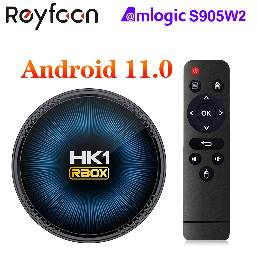 HK1 RBOX W2 Android 11 Smart TV Box Amlogic S905W2 Quad Core 2G 4GB 16GB 32GB 64GB 2.4G 5G Dual Wifi BT4.0 4K HDR HK1RBOX Player