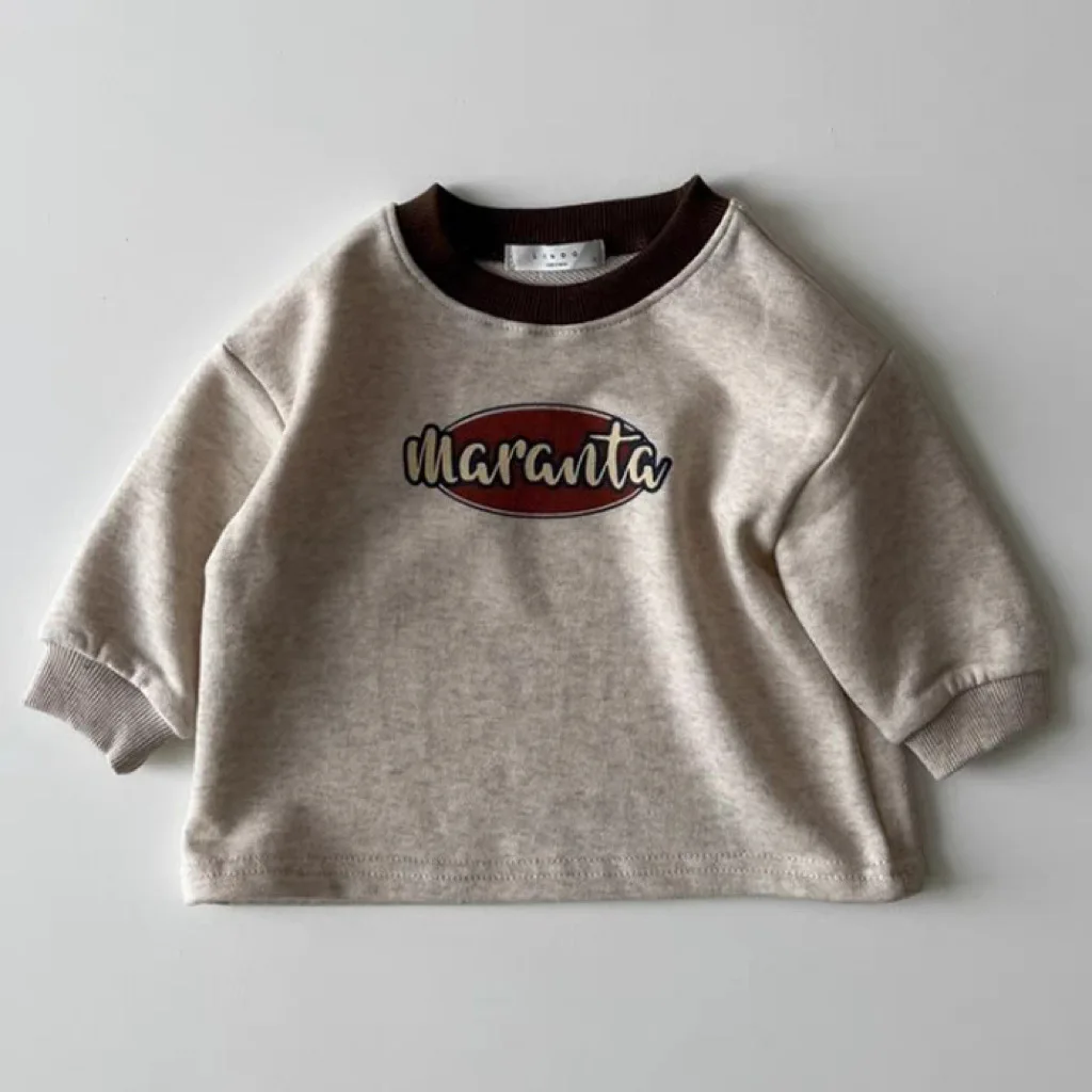 New Autumn Children Fashion All-match Letter Print Bottoming Shirt Boy Girl Baby Retro Casual Tops Kid Cotton Loose Sweatshirt