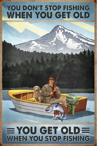 Картина на холсте «вы не прекратите рыбалку, когда получите старую картину»