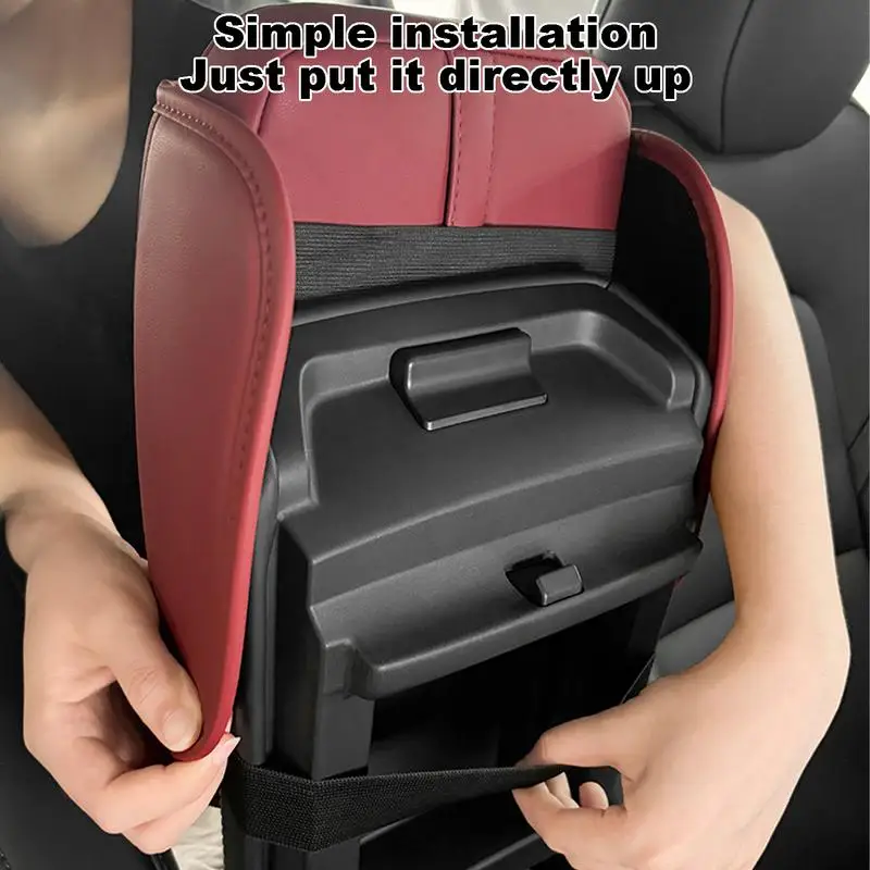 Car Center Console Armrest Cushion With 2 Cup Holder And Side Pocket PU Leather Auto Amrest Heighten Pads Car Arm Rest Cover