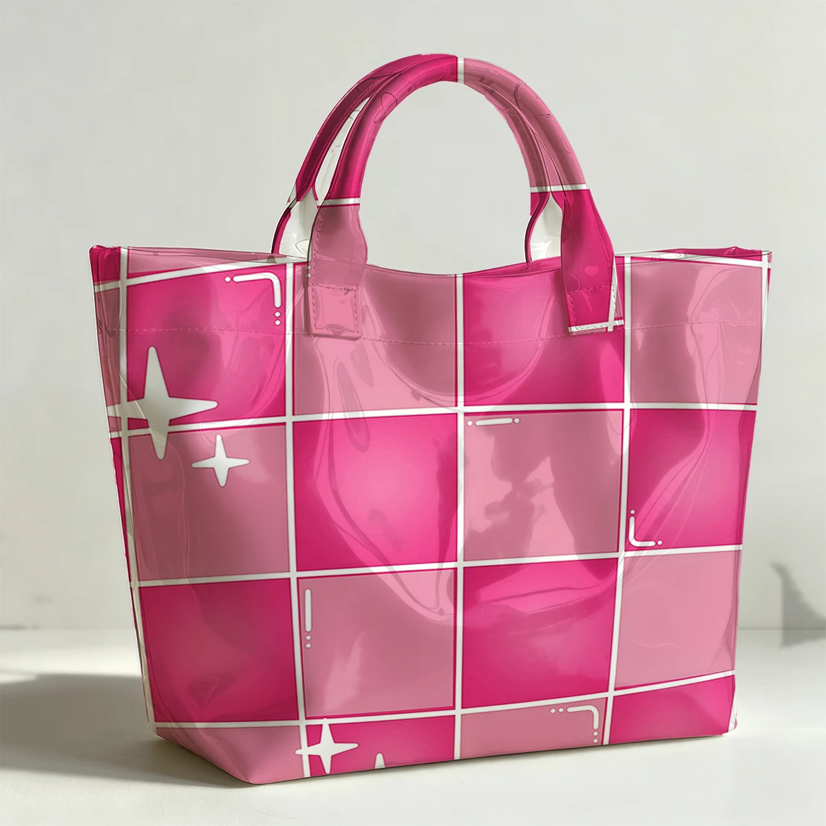 Bloated pink PVC Tote Bag Waterproof Transparent Jelly Bag Beach Bag Tote Pouch Bow Handbags Storage Bag