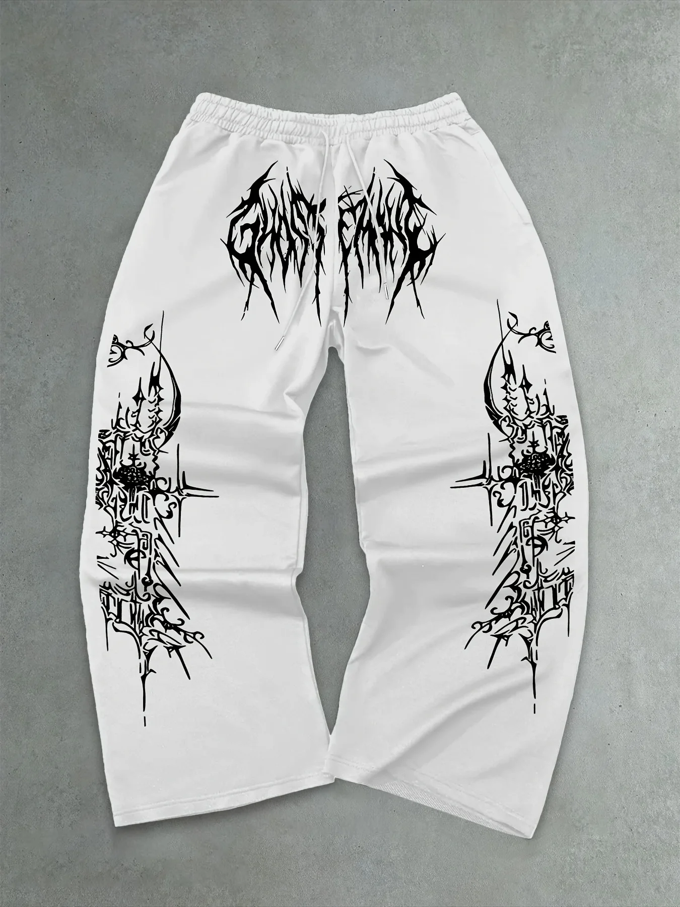 Men's black trousers oversized street hip hop fashion high quality casual jogging pants for daily wear stylish graffiti design