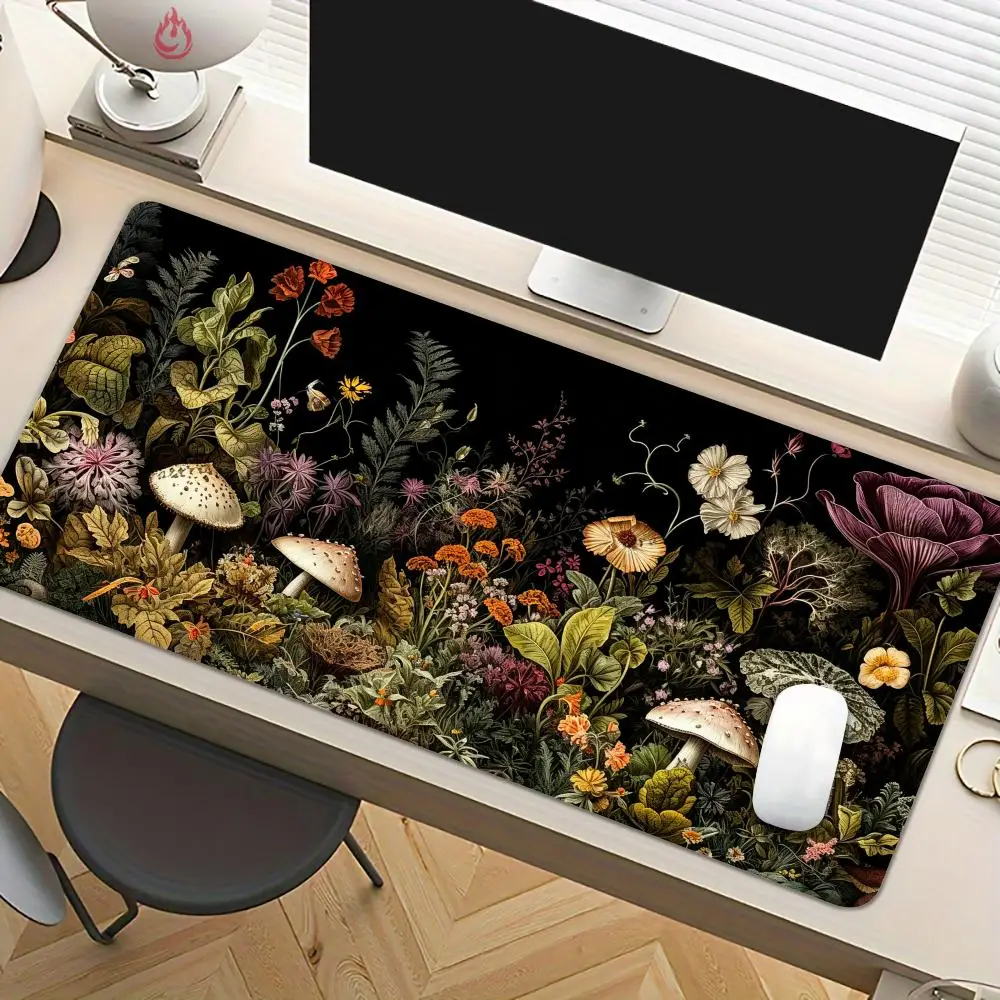 Strange mushrooms and flowers Mouse Pad Desk Mat Large Office Carpet XXL Mousepad Gamer Gaming PC Accessories Keyboard Rug