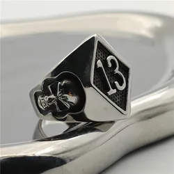 Number 13 Solid Skull Ring 316L Stainless Steel Jewelry Punk Men Skeleton Rings