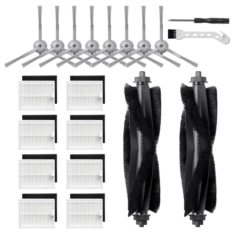 لماذا-لـ Eufy L60/ L60 SES/ L50/ L50 SES روبوت مكنسة كهربائية، مجموعة ملحقات بديلة للفرش الجانبية الرئيسية قطع غيار مرشحات Hepa