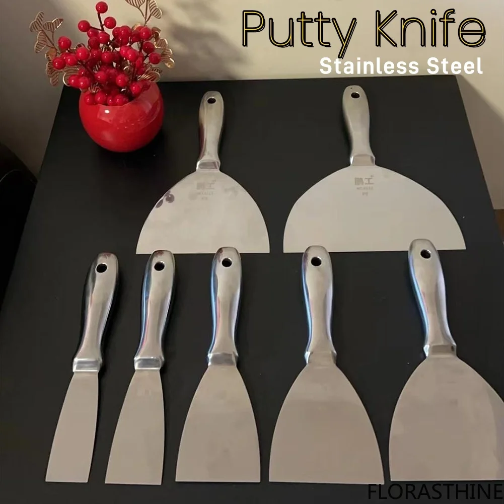 One-Piece Stainless Steel Putty Knife Spackle Tool Putty Scraper Scraper Spatula for Floor Wall Ceramic Tile Grout Spackling