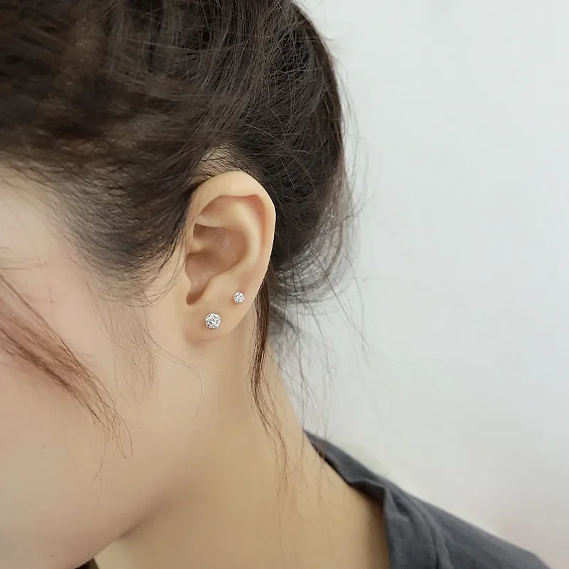 925 Sterling Silver Ball Back Hanging Stud Earrings Niche Design Sense Zircon Korean Earring Lady Birthday Fashion Jewelry Gift