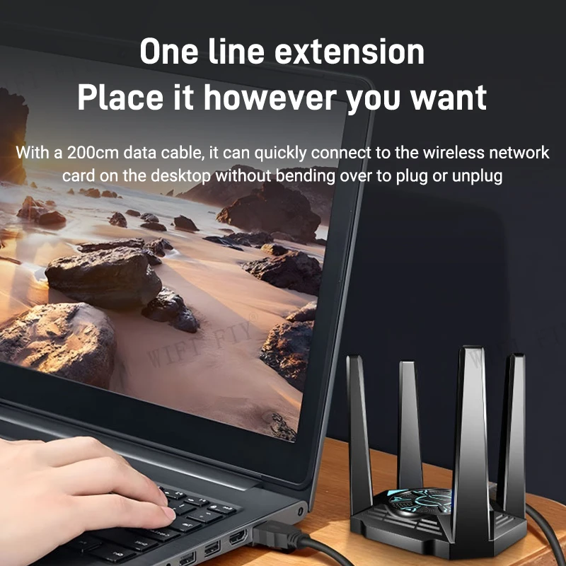 WALRAM WiFi 6E AX3000 USB WiFi محول USB3.0 بلوتوث 5.2 ثنائي النطاق 2.4G & 5G WiFi بطاقة الشبكة استقبال دونغل ل Win10/11 #6