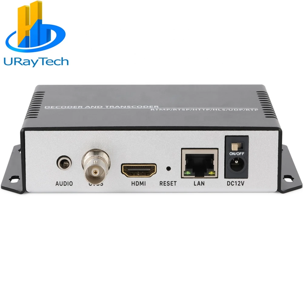 

HEVC H.265 h.264 4K FHD IP to IP video transcoder srt rtmp video stream to HDMI CVBS video decoder for IP camera