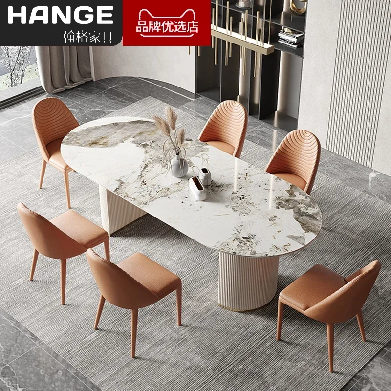 

Marble Rectangular Modern Minimalist Oval Luxury Stone Dining Table