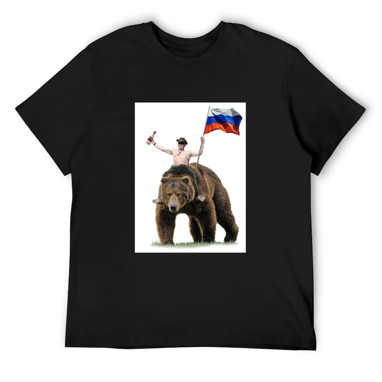 Vladimir poutine bear T-Shirt vintage man clothes sweat street wear Short sleeve tee men