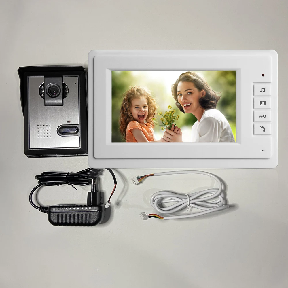 

1Set Wired 1 To 1 Video Door Phone Smart Home System Video Intercom Waterproof Camera 7" Color Screen For Visitor RFID Unlock