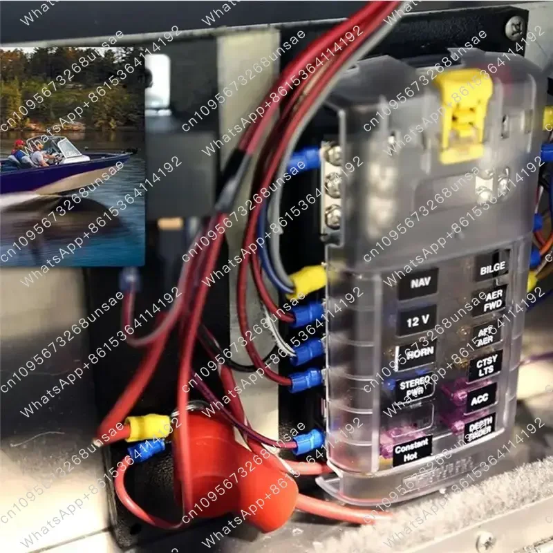 AC54-Car Boat Fuse Box Holder 5026 ST Blade Fuse Block 32V100A 12 Circuit With Ground And Cover
