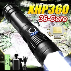 Ultra Powerful Flashlight XHP360 High Power Torch Light XHP50.2 Type C Rechargeable LED Flashlights Tactical Lantern For Camping