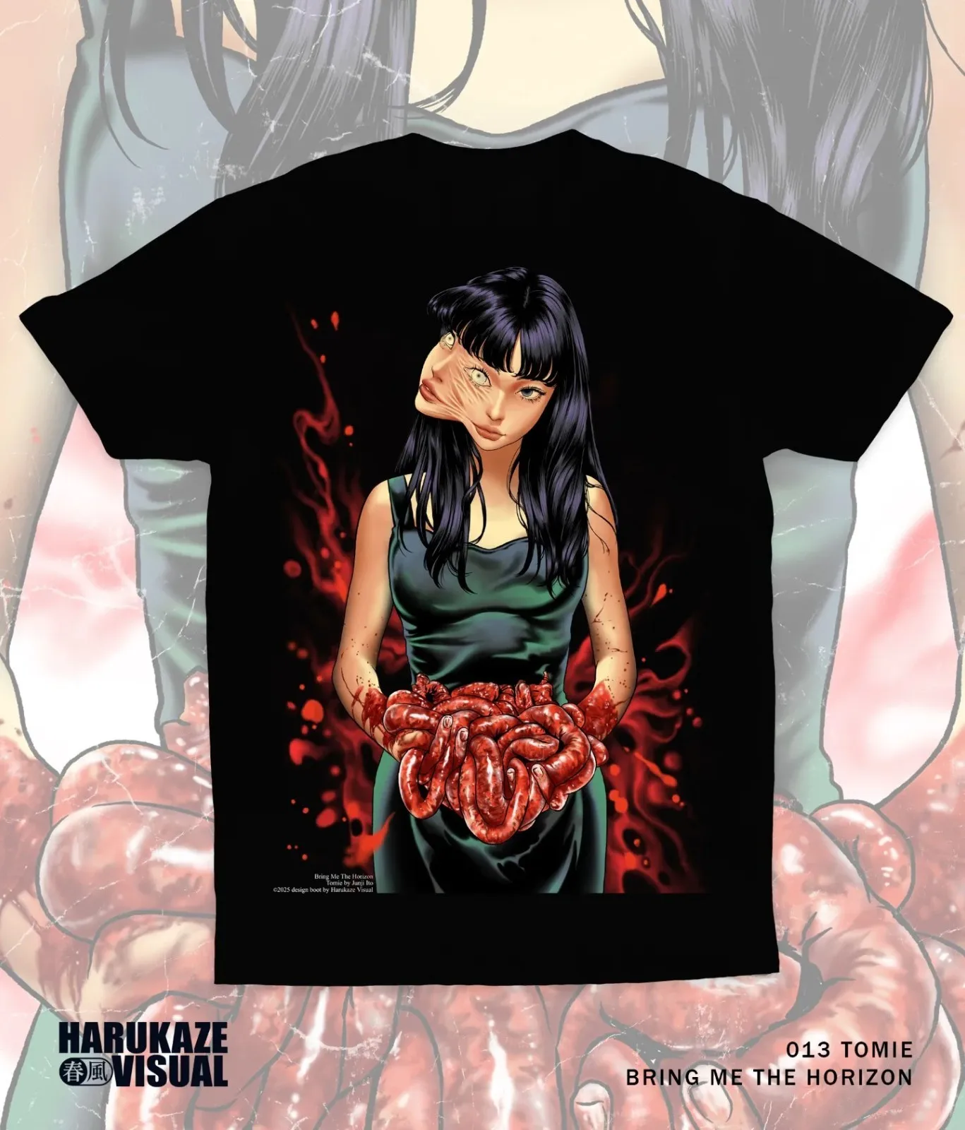 

Ретро BMTH x Tomie винтажная группа x аниме футболка унисекс с коротким рукавом S-5XL