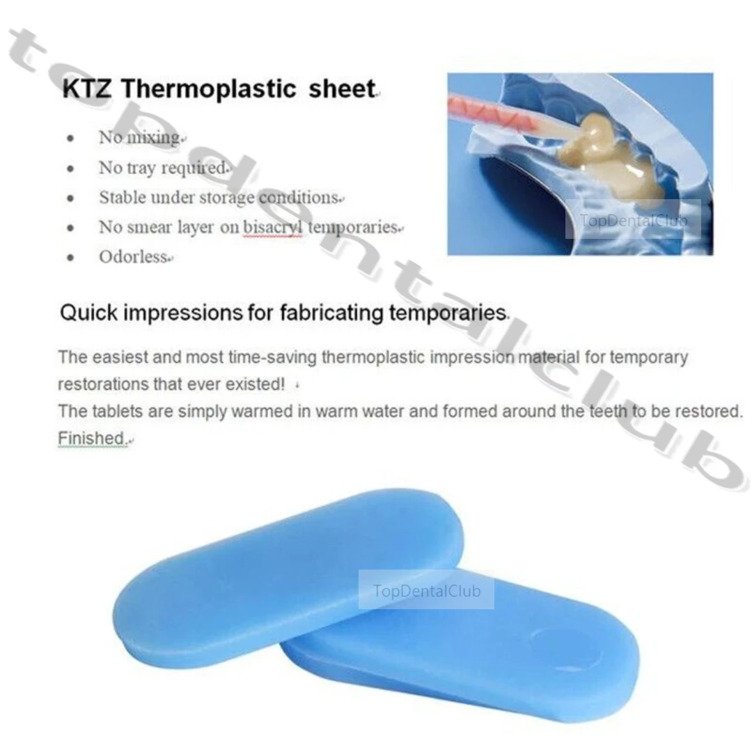 50pcs Dental Quick Impressions Fabricating Temporaries Temp Crown Form Thermoplastic Molding Polymer Sheet Malleable DMG Tool