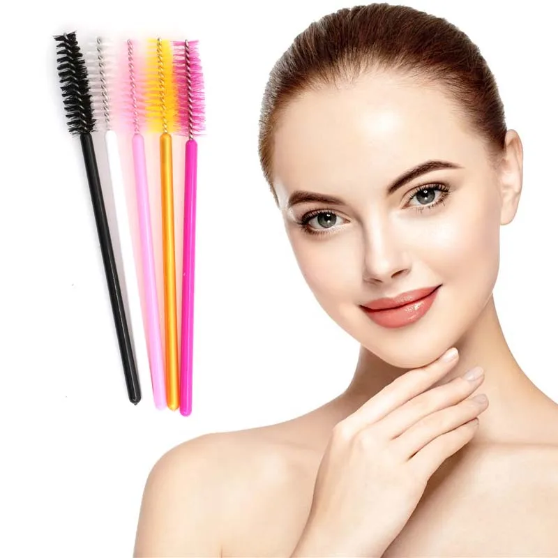 50 teile/los Neue Bunte Griff Einweg Mascara Wands Applikator Lash Eye lashes Cosmetic Pinsel Maquiagem Cilio Makeups Tool