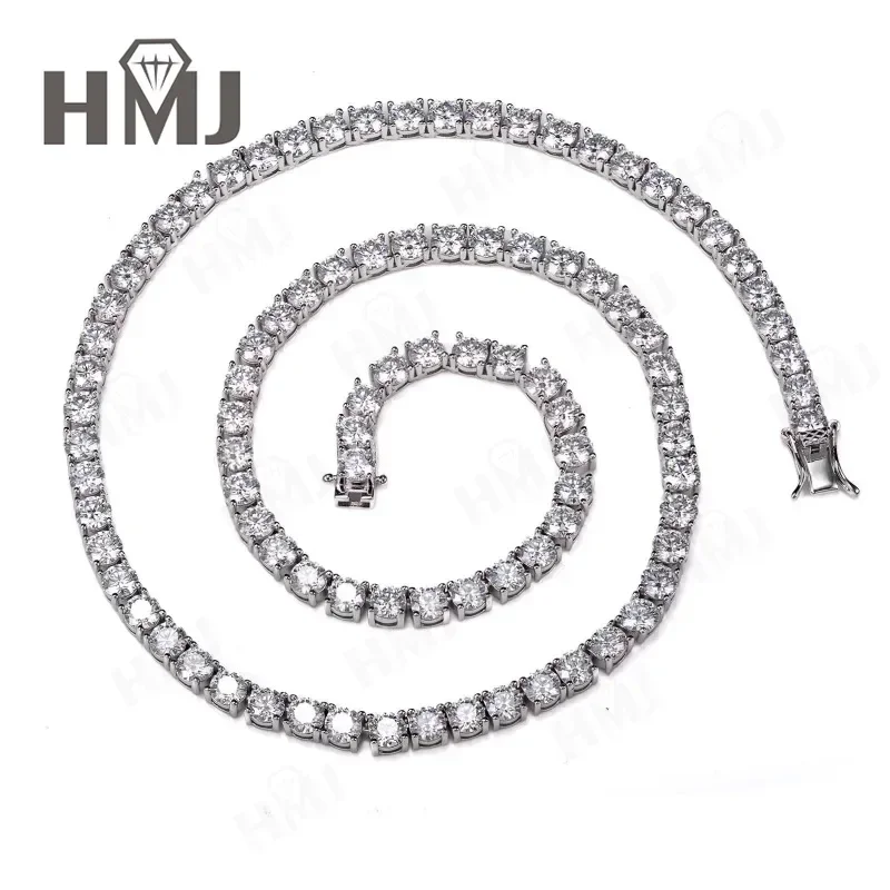 2-6.5mm Full Moissanite Necklace For Women Original 925 Sterling Silver Gold Man Round Gemstone Tennis Chain Hippop Best Seller