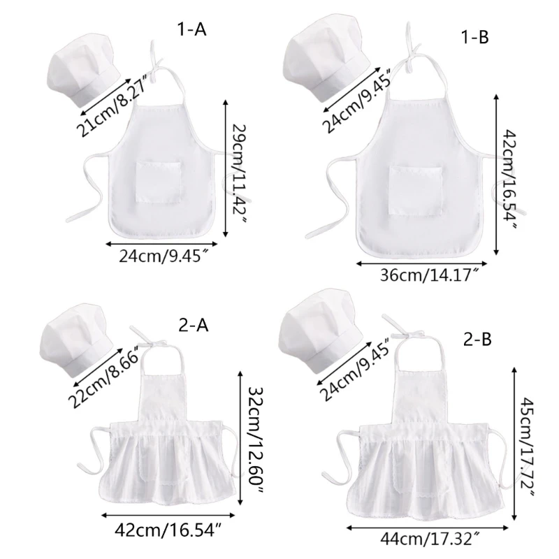 2Pcs Cute Baby Chef Apron and Hat Infant Kid White Cook Costume Photography Prop Newborn Photography Baby Accessories