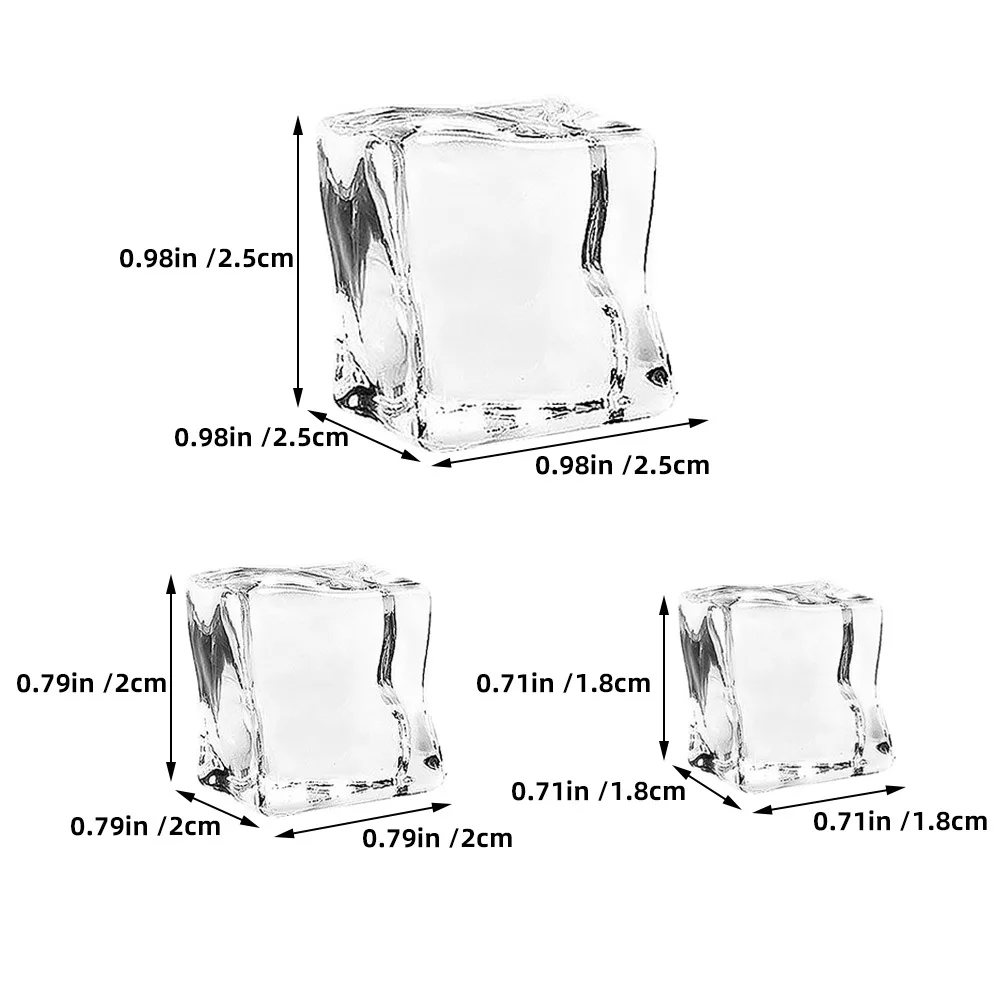 40Pcs Realistic Acrylic Ice Cubes Clear Fake Ice Rocks for Bar Home Decor Reusable Decorative Acrylic Cubes Photography Props