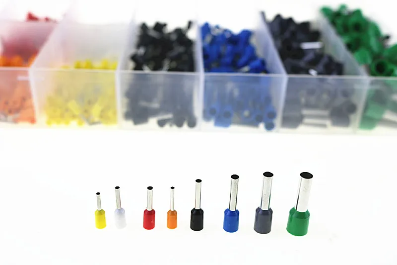 800Pcs/BOX Copper Insulated Cord Pin End Crimp Terminal Electrical Wire Connector 20-10 KWG Set