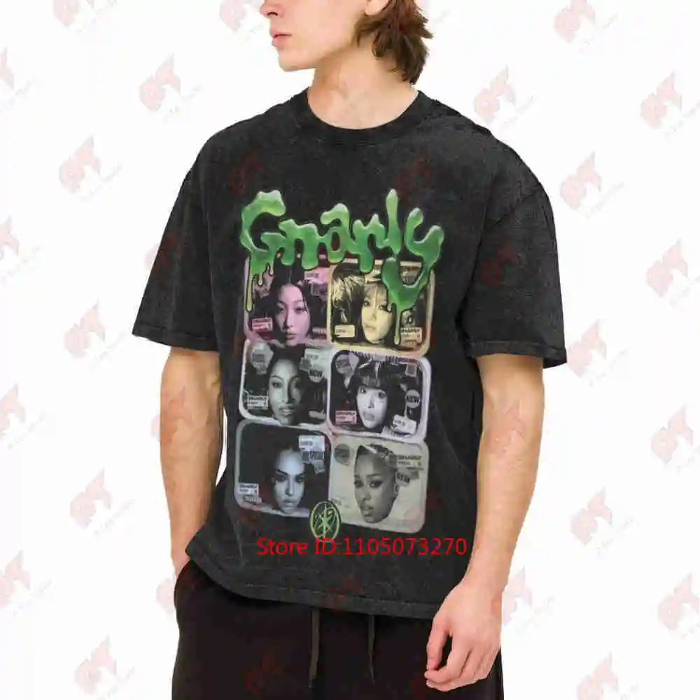 Katse Gnarly Vintage Oversized Logo Vintage Washed Tee Pure Cotton T-Shirt