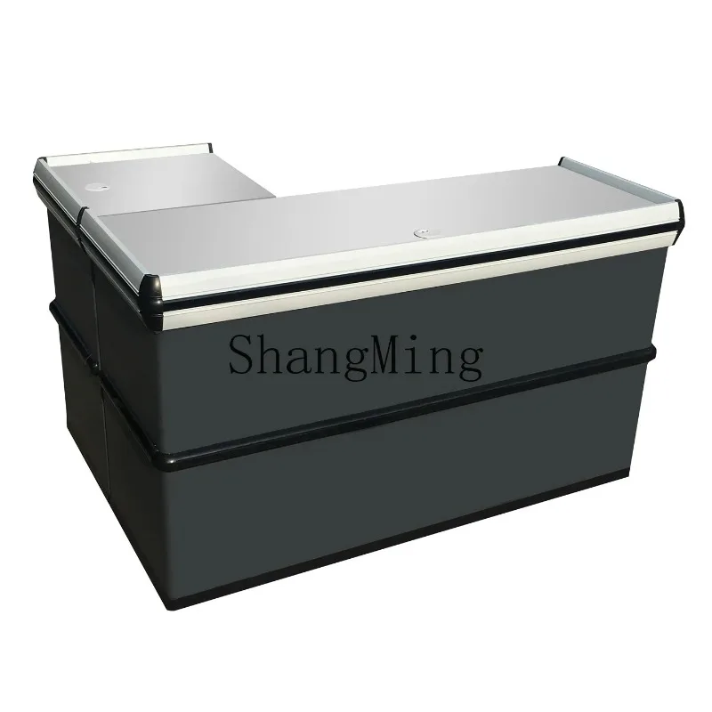 CL convenience store checkout page Tobacco, alcohol, fresh vegetables and  Modern simple stainless steel metal payment desk