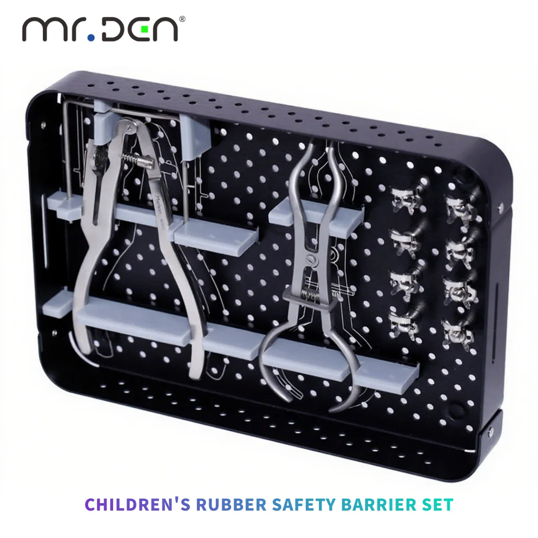 Dental Dam Kit Adult Child Dental Rubber Dam Tools Moisture Control Dental Isolation Clamps Punch Plier Set