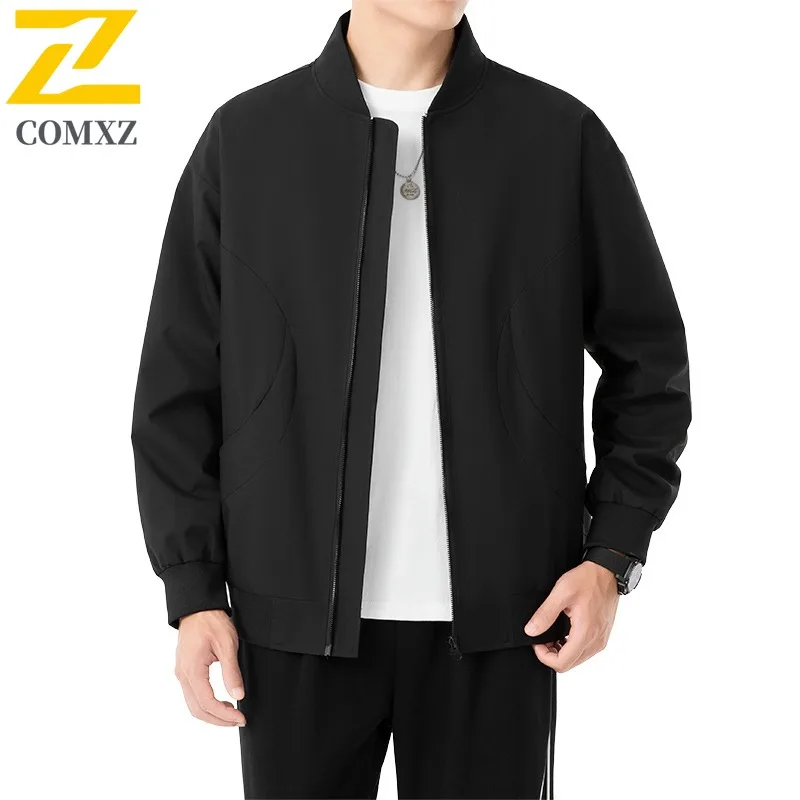 COMXZ Men Outdoor Jacket Premium Hiking Travel Comfort Coat Classic Baseball Collar Lightweight Durable Autumn Motorcycle Coats