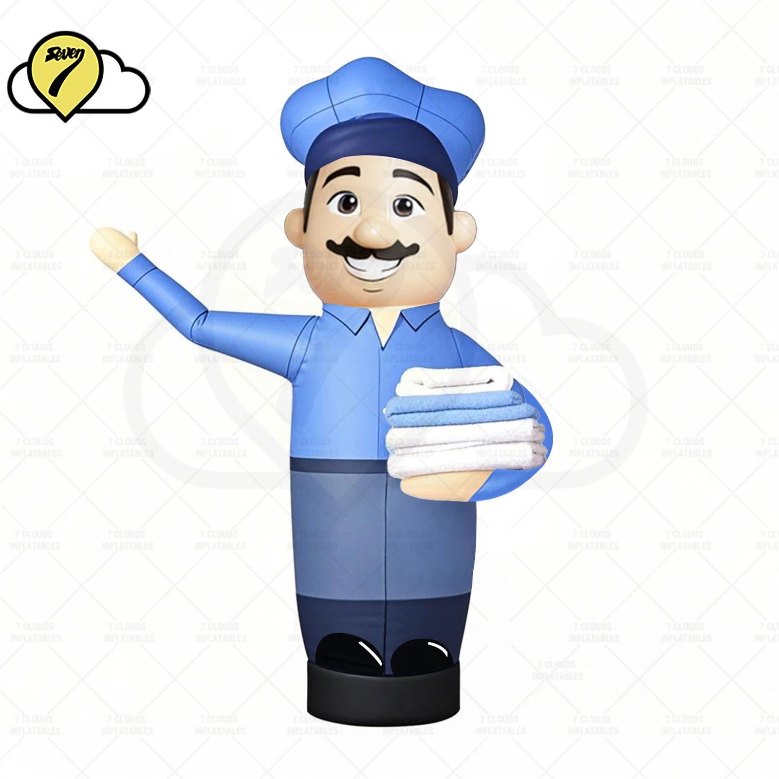 New Inflatable Laundry Worker Advertising With Blower LED Customize logo Air Dancer Man Waver Arms For Laundry Dry Cleaning Shop