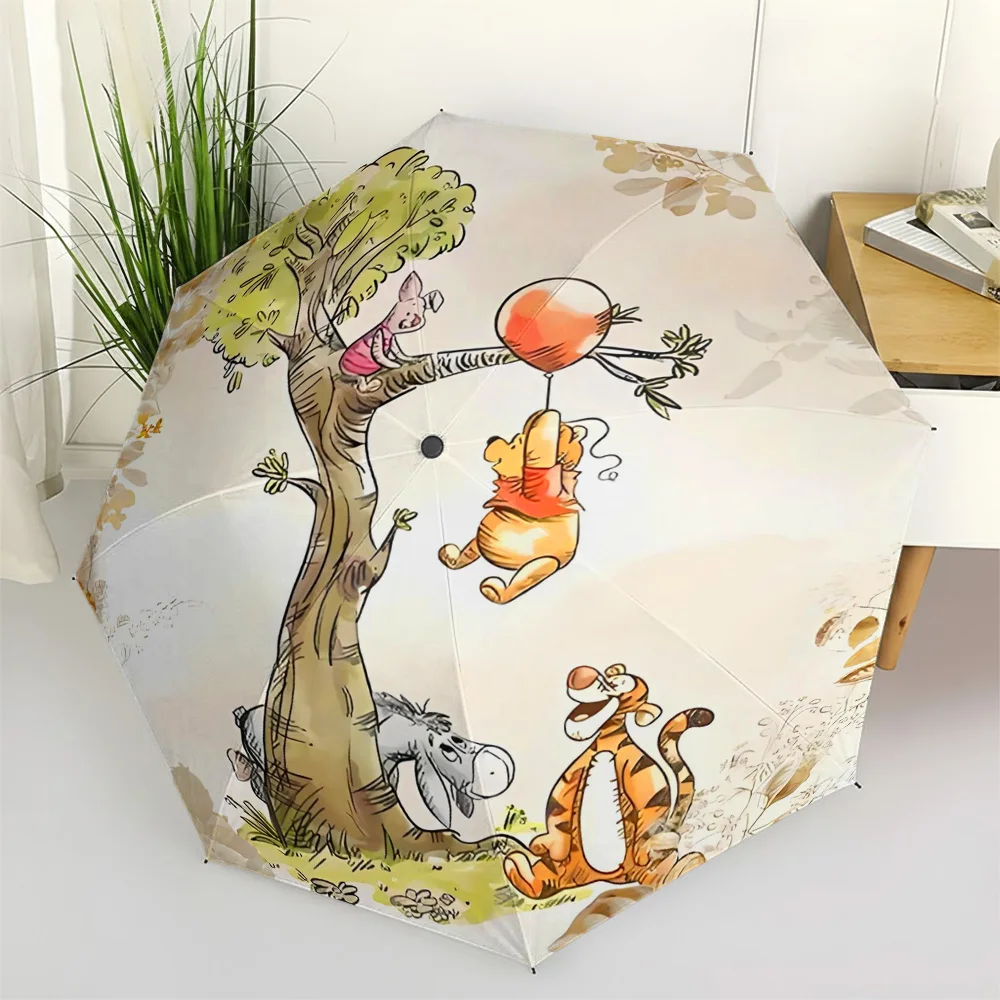 

Автоматический складной зонт Disney с Винни-Пухом, Пиглетом, Тигром и Эйёром, с изображением воздушных шаров, водонепроницаемый, с защитой от УФ-лучей, ветрозащитный, компактный
