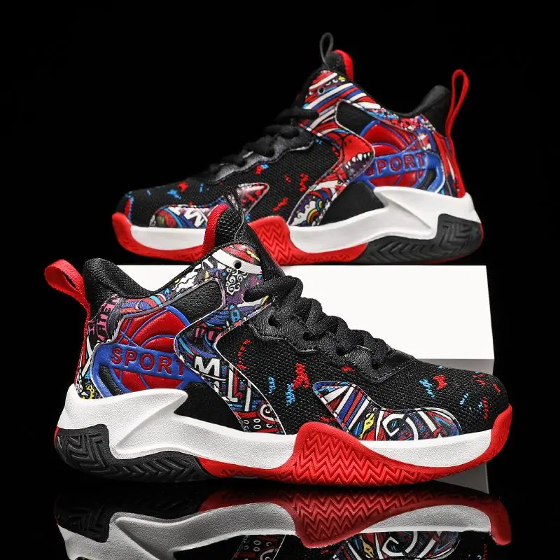 Boys High Top Basketball Sneakers Anti Odor Breathable Mesh Casual Shoes Big Kids Running Sports Footwear for Autumn Fall