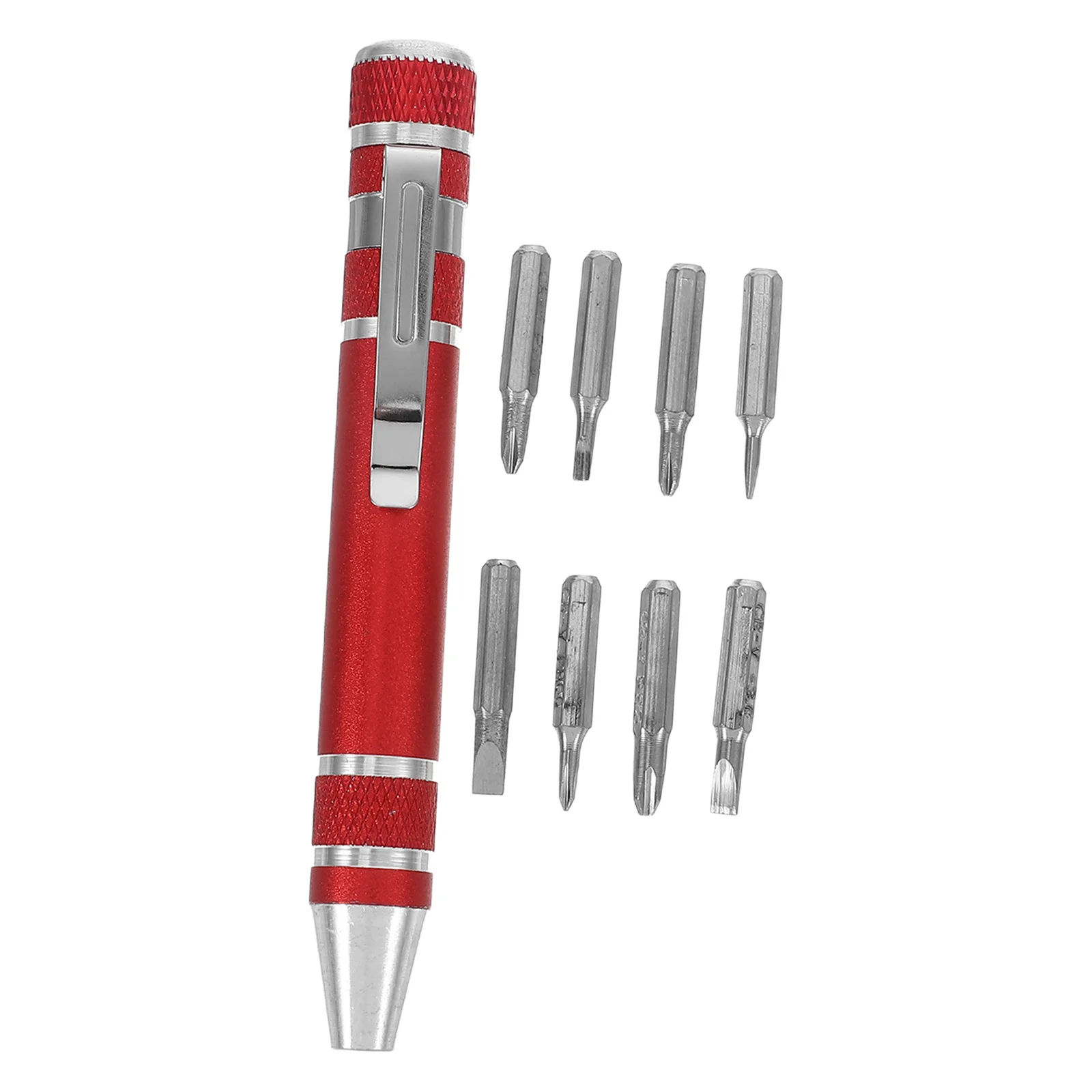 

Multifunction 8 in 1 Screwdriver Pen Aluminum Alloy Portable Lightweight Mini Pocket Set for Computer Eyeglasses Repair Small