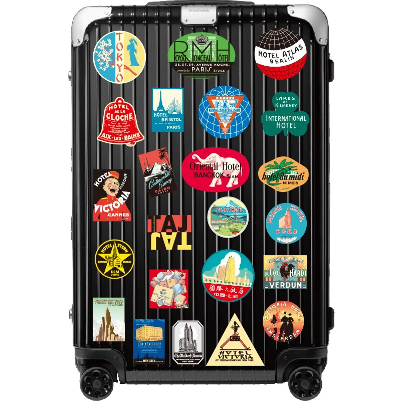 45 Pcs Luggage Stickers Sets Customized Rimowa World Landmark Building Retro City Travel for Luggage Notebook Waterproof Sticker