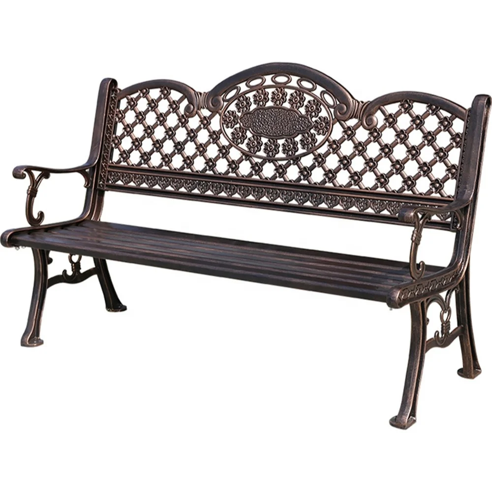 Outdoor Cast Aluminum Chair Long Bench Leisure Garden Park Metal Aluminum