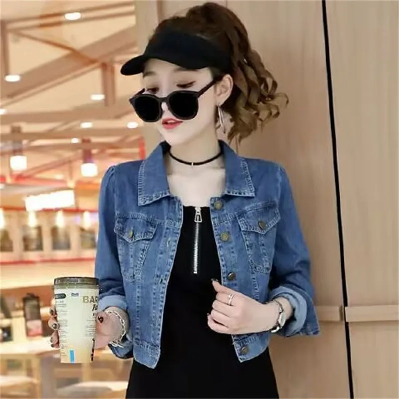 Lazy Wind Female Leisure Denim Jacket Design sense Ladies Printing Cowboy Coat Autumn Women New Long Sleeves Jeans Tops Outwear - Image 6