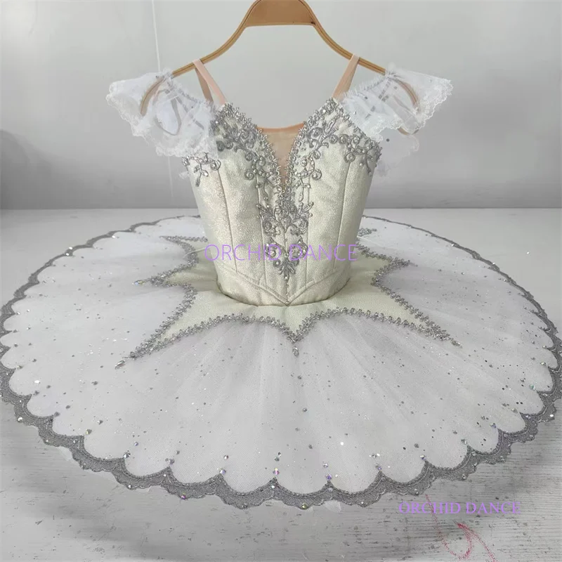 High Quality 12 Layers Custom Size Kids Girls Silver Fairy Performance Wear Costumes Adult Professional Ballet Tutu