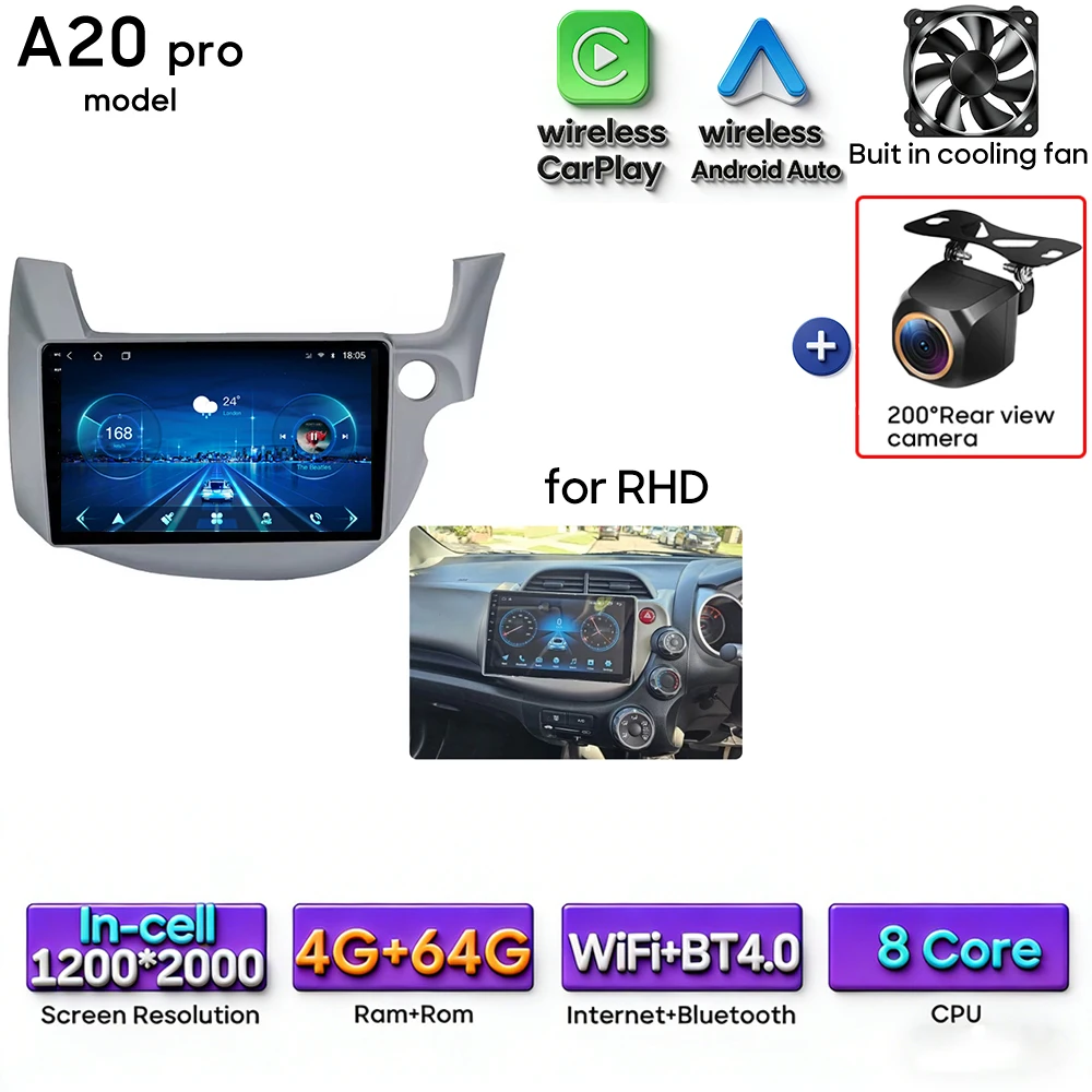 Android 16 For Honda Jazz 2 GG 2008 - 2014 Fit 2 GE GP GE 2007 - 2014 Car Radio Multimedia Video Player GPS Navigation CarPlay image 3