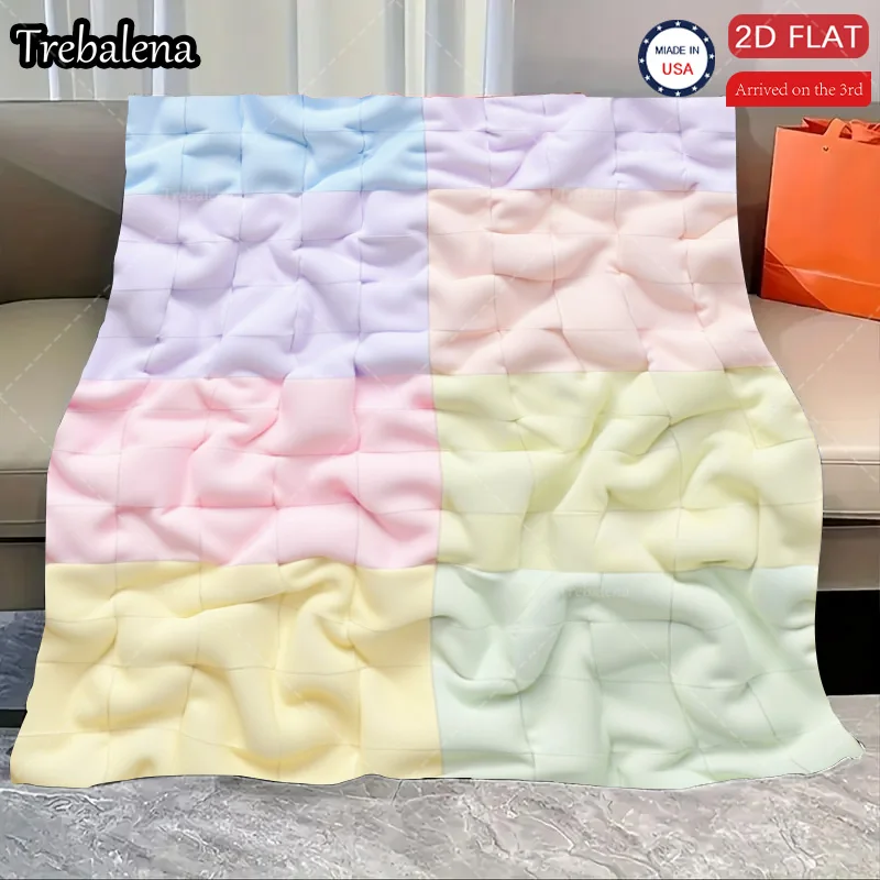 

Flannel Blanket-Soft Lightweight All-season Soft Pastel Color Block Quilted Baby Blanket for Boys Girls Newborns