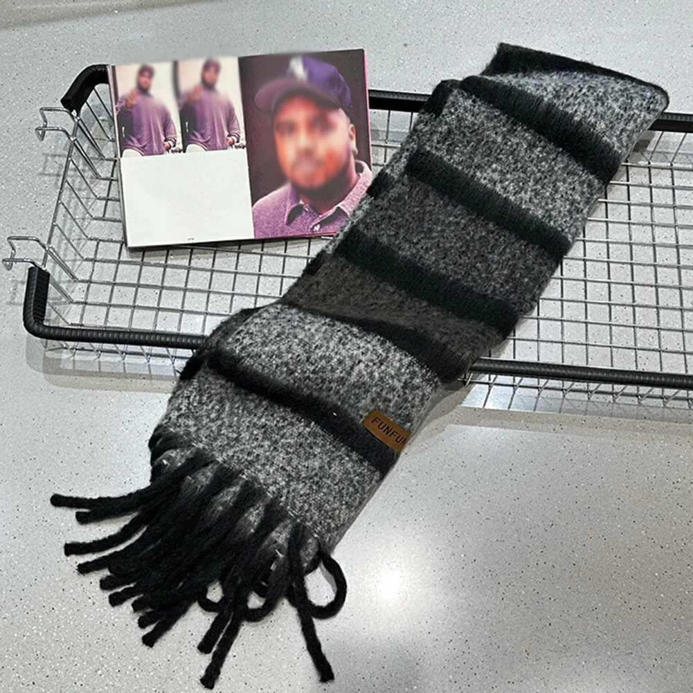 

Winter Knitted Wool Scarf Fashionable Printing Warm Shawl For Outdoors